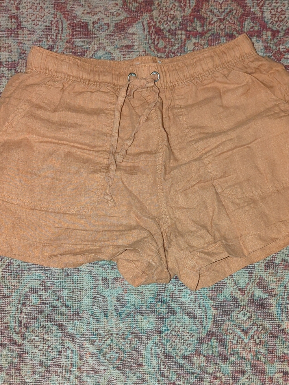 Banana Republic Peach Drawstring Linen-Blend Shorts